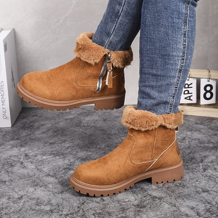 Stacy | Fur-Lined Side-Zip Suede Ankle Boots