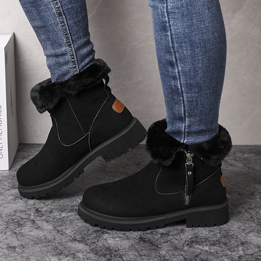 Stacy | Fur-Lined Side-Zip Suede Ankle Boots
