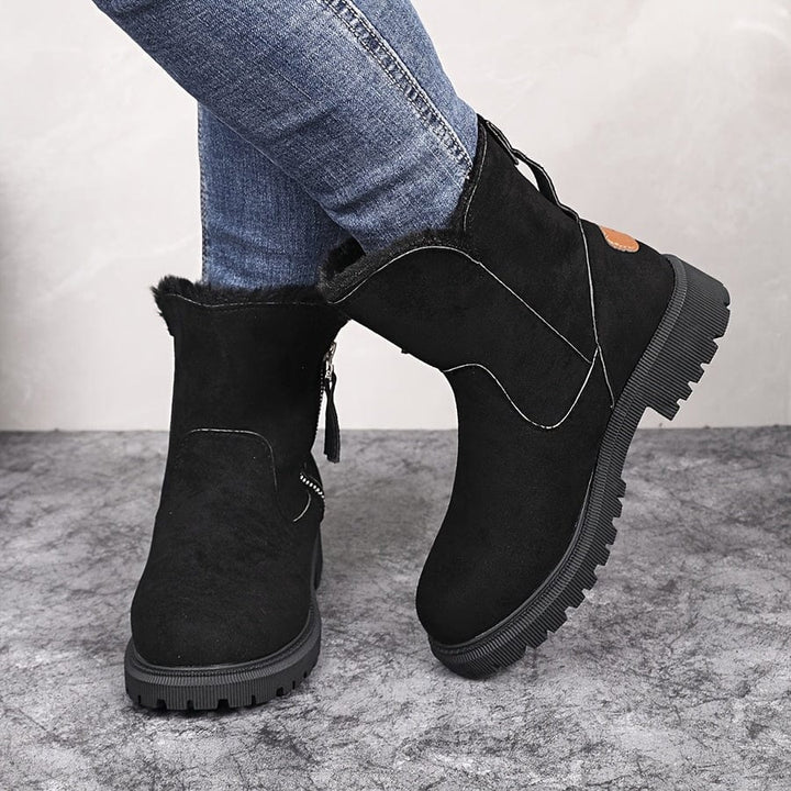 Stacy | Fur-Lined Side-Zip Suede Ankle Boots