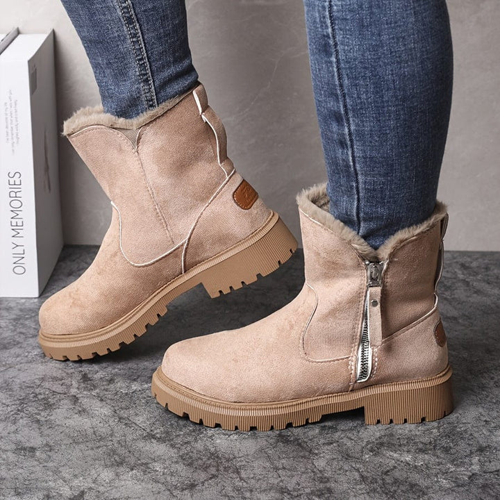 Stacy | Fur-Lined Side-Zip Suede Ankle Boots