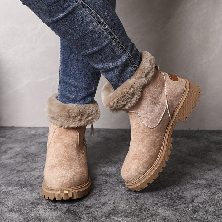 Stacy | Fur-Lined Side-Zip Suede Ankle Boots