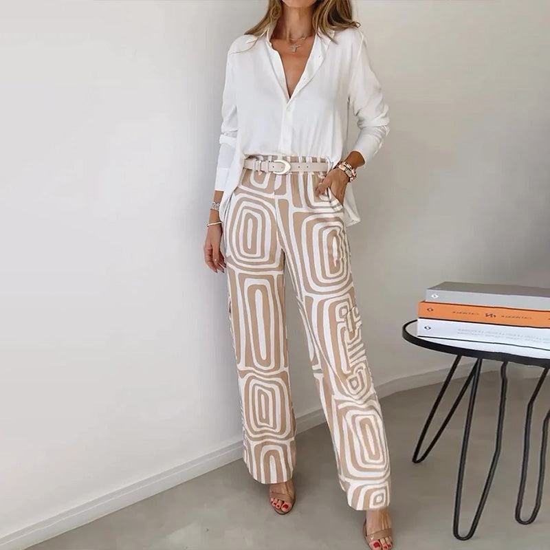 Opal | Patterned Two-Piece Shirt and Pants Set