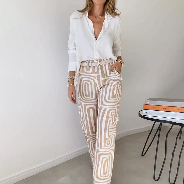 Opal | Patterned Two-Piece Shirt and Pants Set