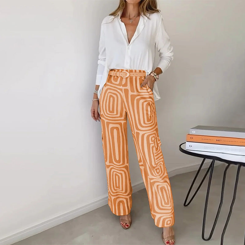 Opal | Patterned Two-Piece Shirt and Pants Set