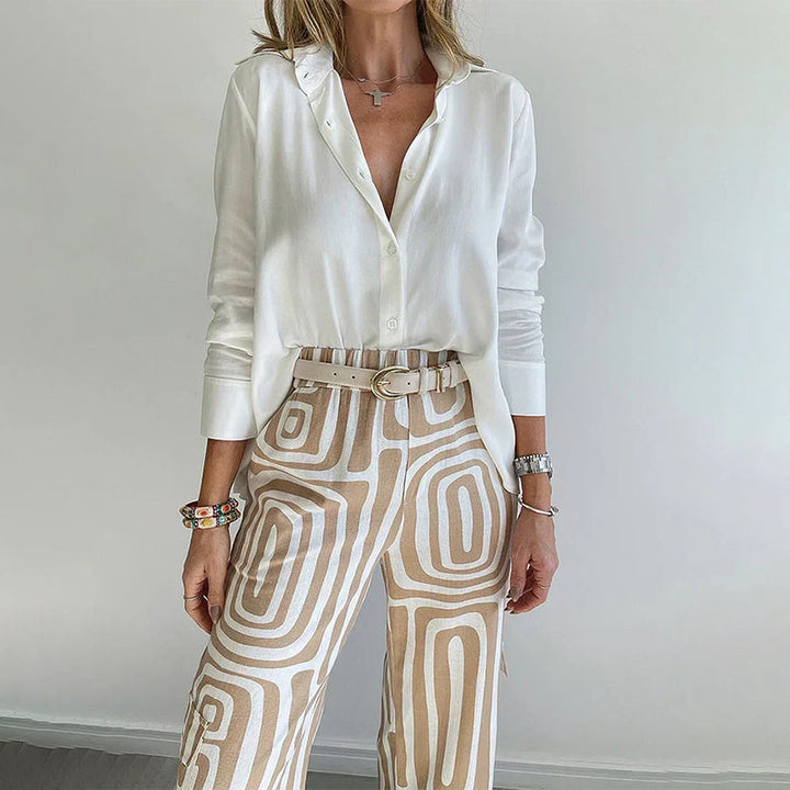 Opal | Patterned Two-Piece Shirt and Pants Set