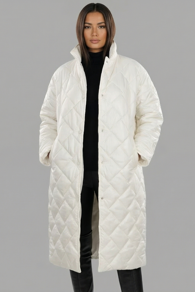 Sylvia | Reversible Leopard-Lined Long Quilted Coat