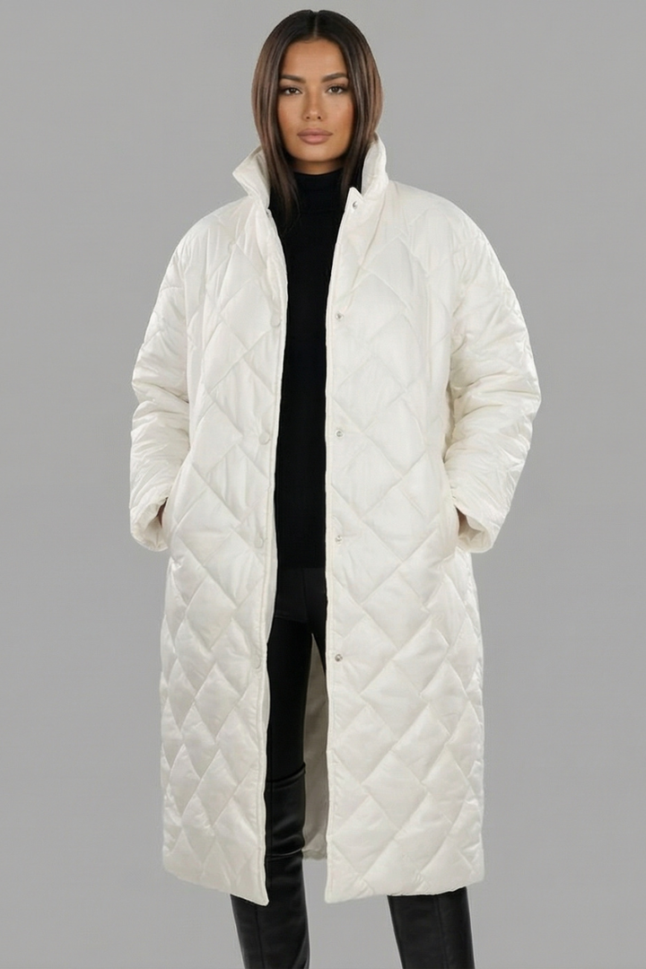Sylvia | Reversible Leopard-Lined Long Quilted Coat