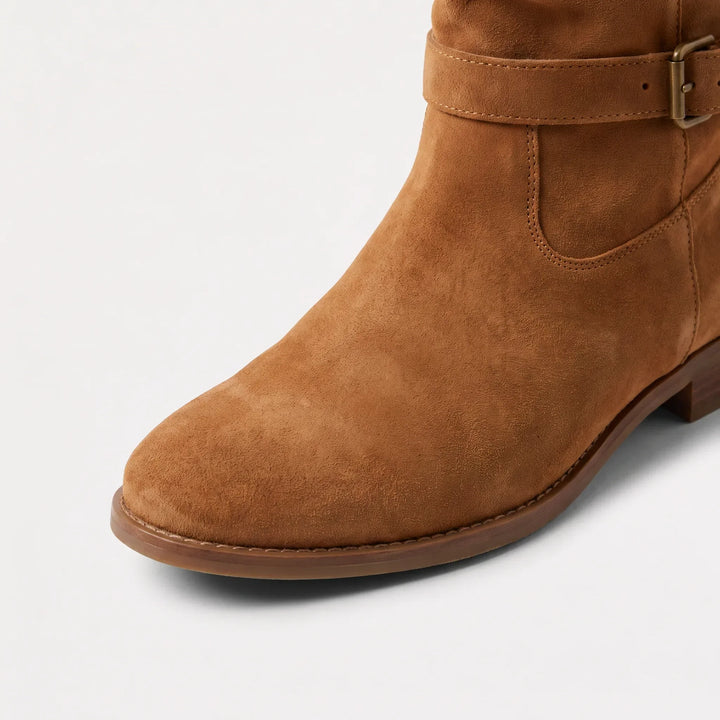 Taylor | Gathered Ankle-Buckle Knee-High Slouch Boots for Fall