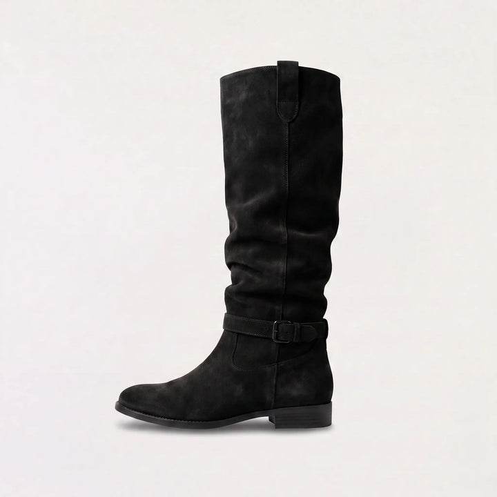 Taylor | Gathered Ankle-Buckle Knee-High Slouch Boots for Fall