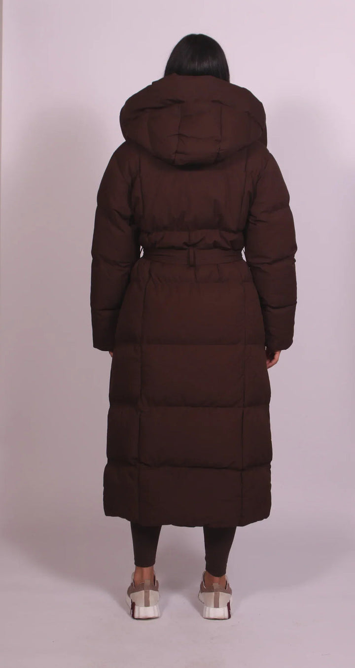 Teresa | Belted Maxi Hooded Puffer Coat for Winter