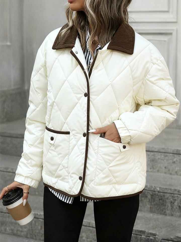 Tracy | Corduroy-Collar Diamond-Quilted Jacket