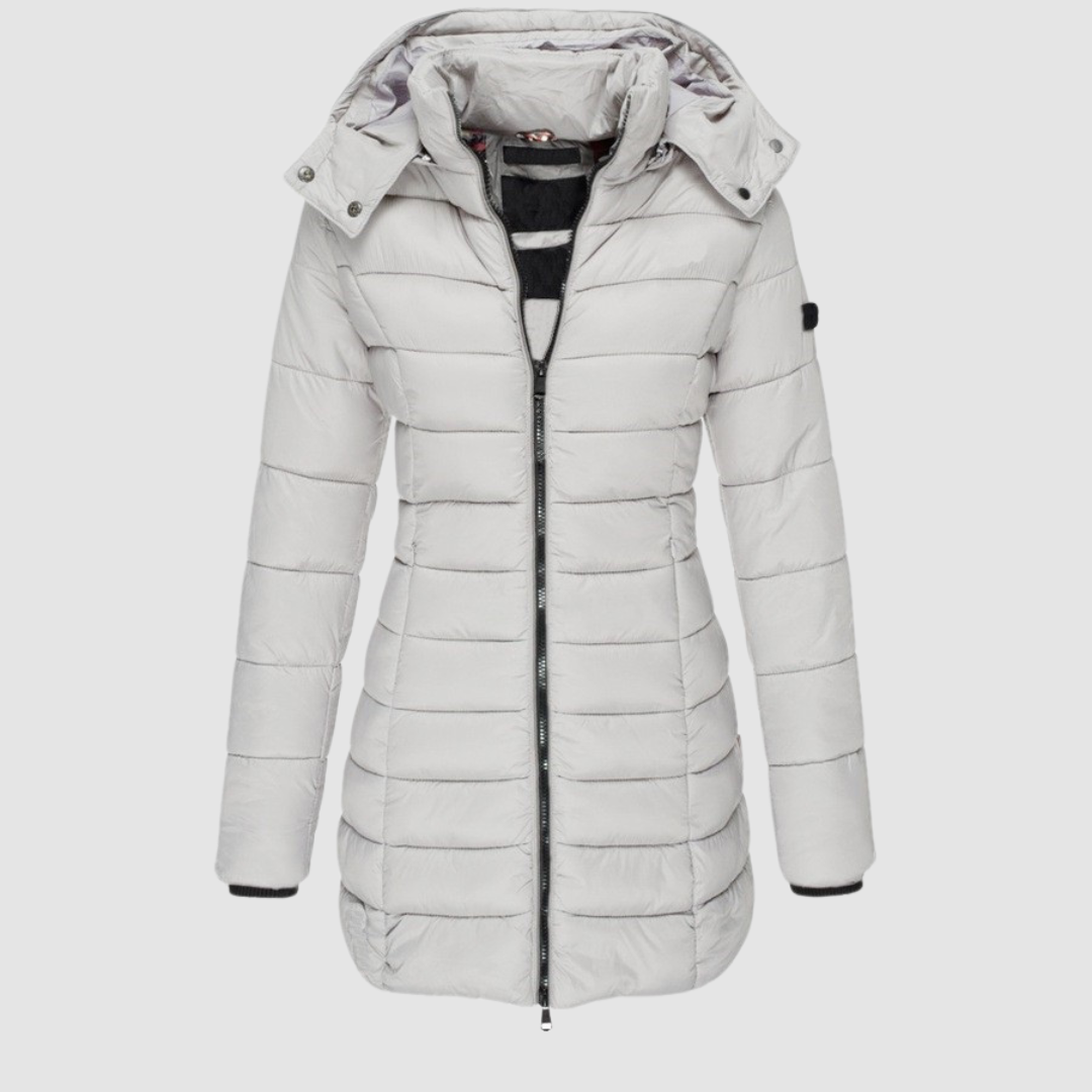 Ellie | Fitted-Waist Detachable-Hood Puffer Jacket