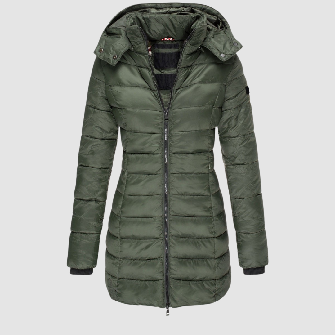 Ellie | Fitted-Waist Detachable-Hood Puffer Jacket