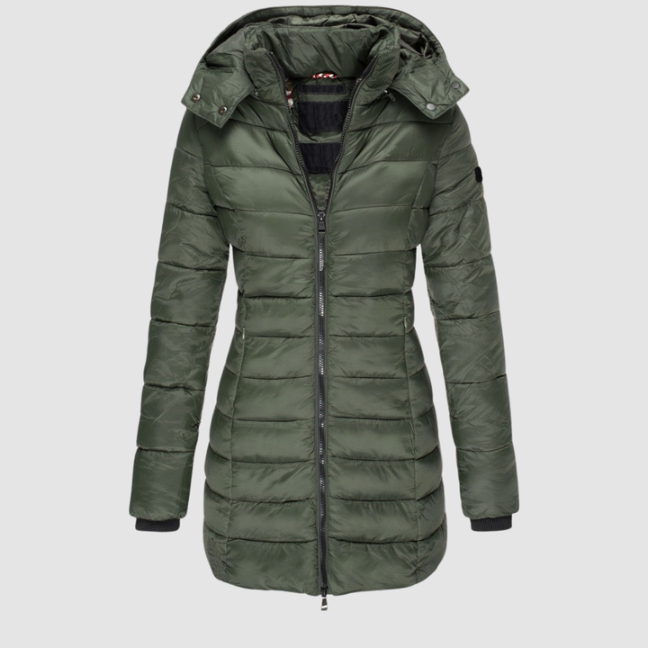 Ellie | Fitted-Waist Detachable-Hood Puffer Jacket