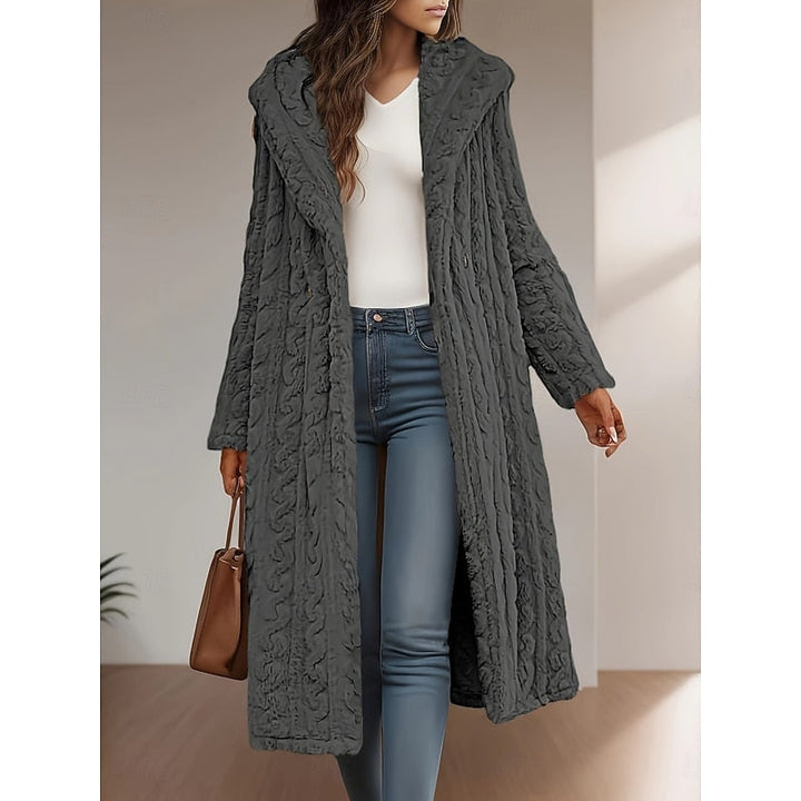 Willow | Hooded Notch-Collar Long Faux-Fur Coat for Winter