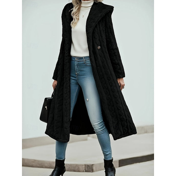 Willow | Hooded Notch-Collar Long Faux-Fur Coat for Winter