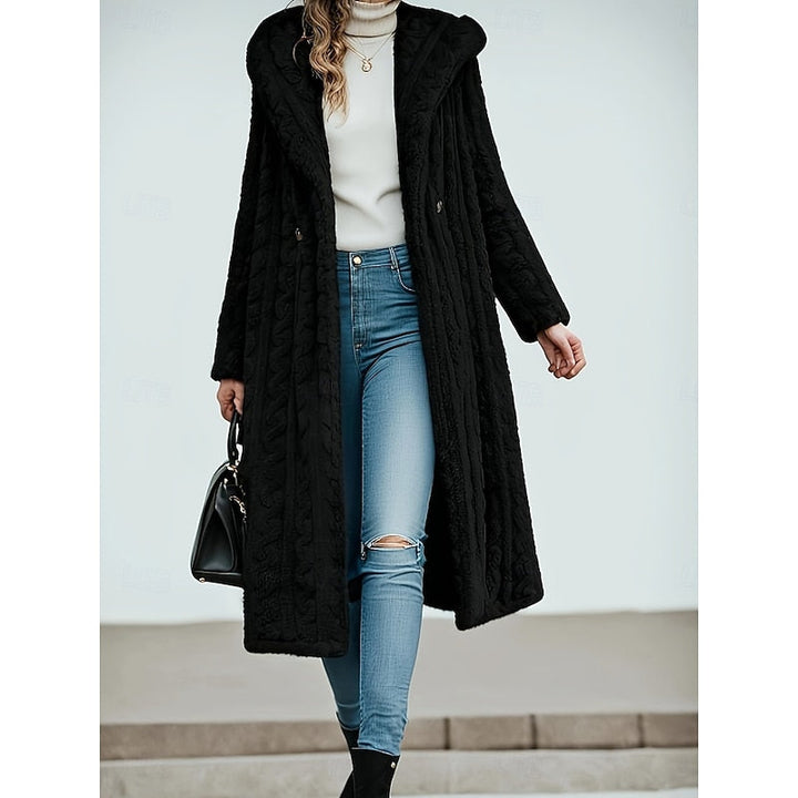 Willow | Hooded Notch-Collar Long Faux-Fur Coat for Winter