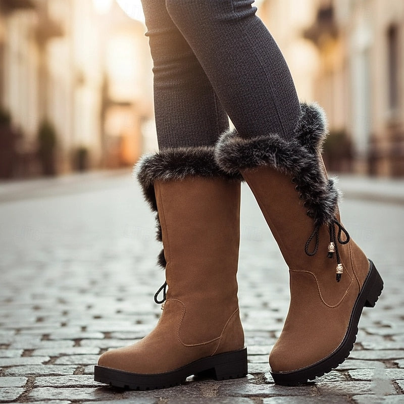 Victoria | Waterproof Fur-Trimmed Block-Heel Winter Boots