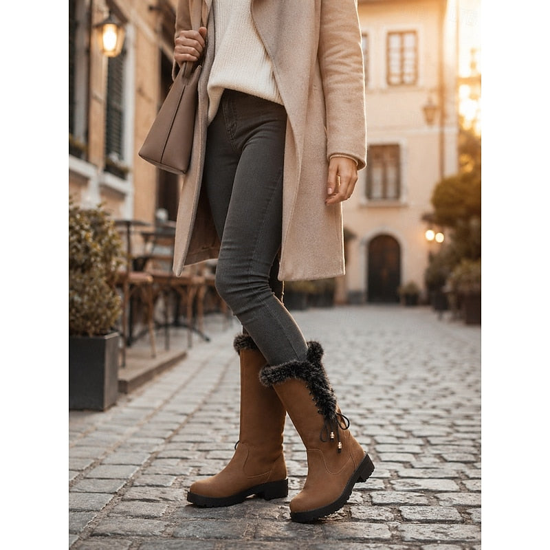 Victoria | Waterproof Fur-Trimmed Block-Heel Winter Boots