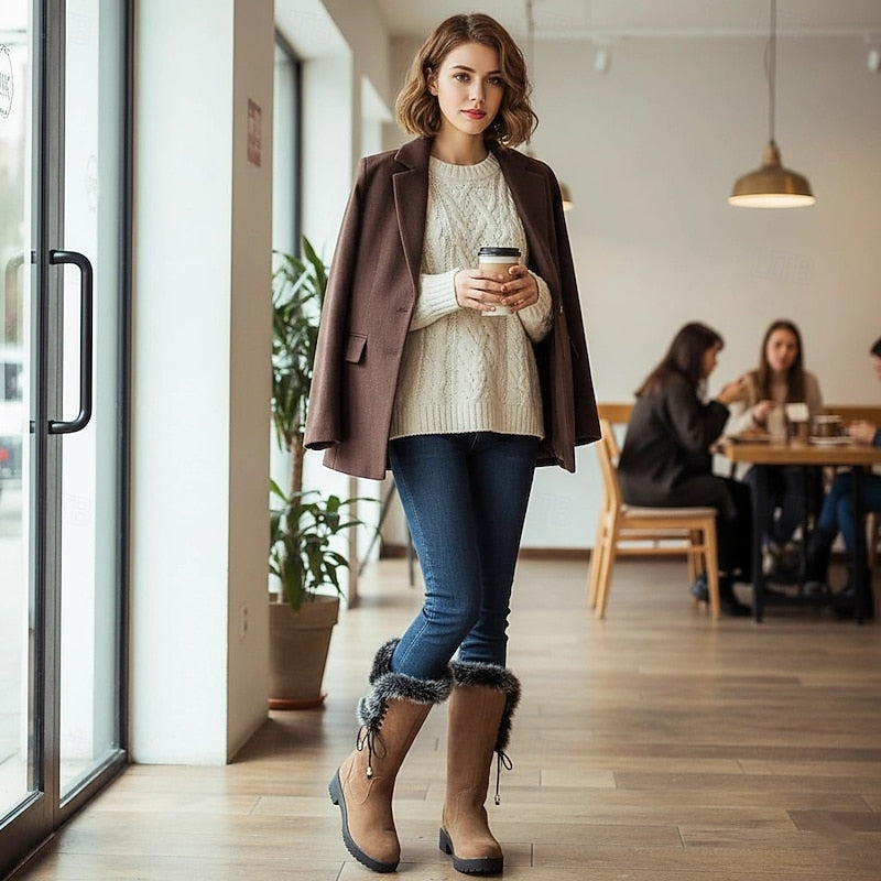 Victoria | Waterproof Fur-Trimmed Block-Heel Winter Boots