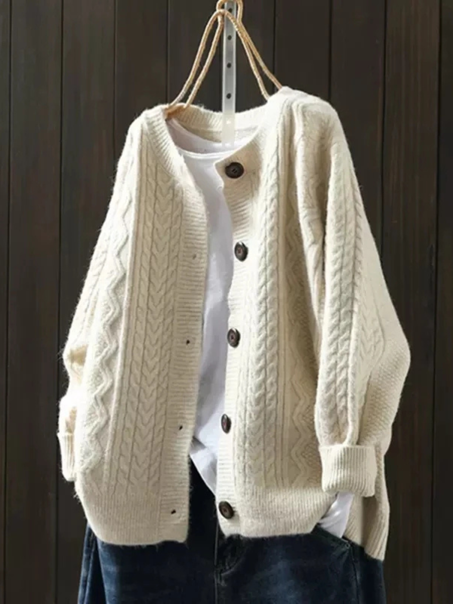 Jacqueline | Oversized Button-Front Cable-Knit Cardigan