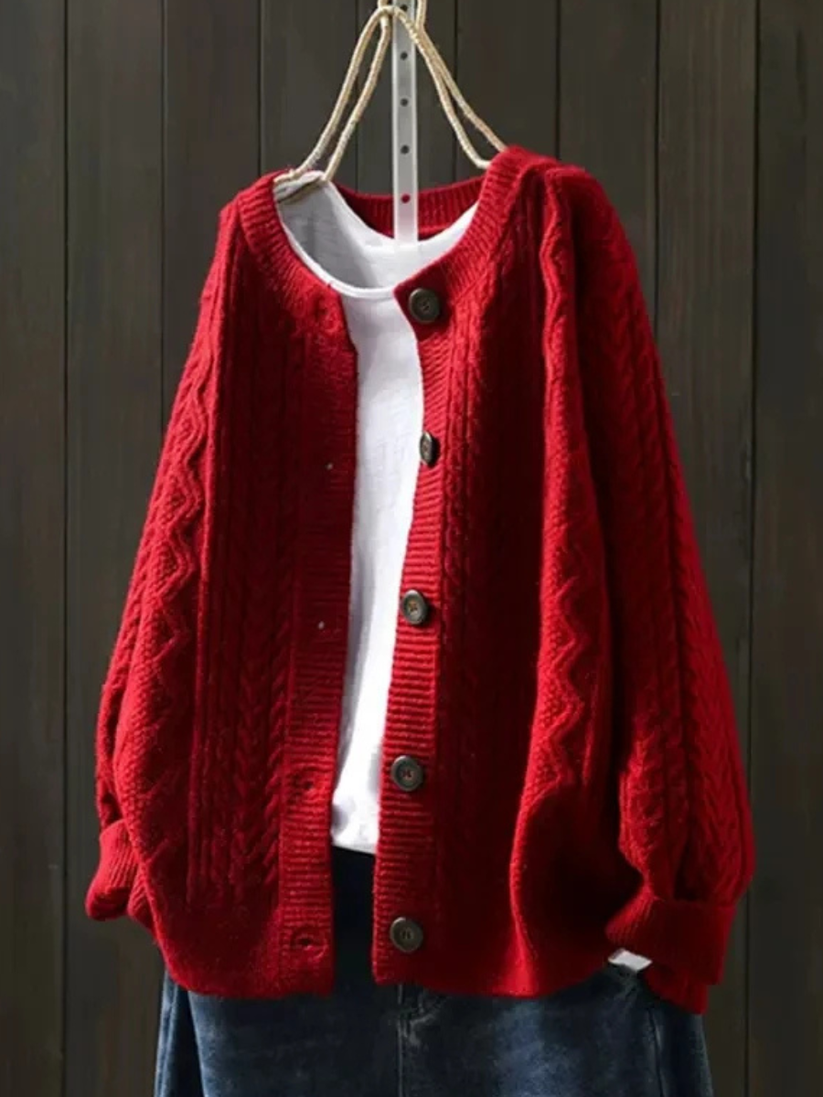 Jacqueline | Oversized Button-Front Cable-Knit Cardigan
