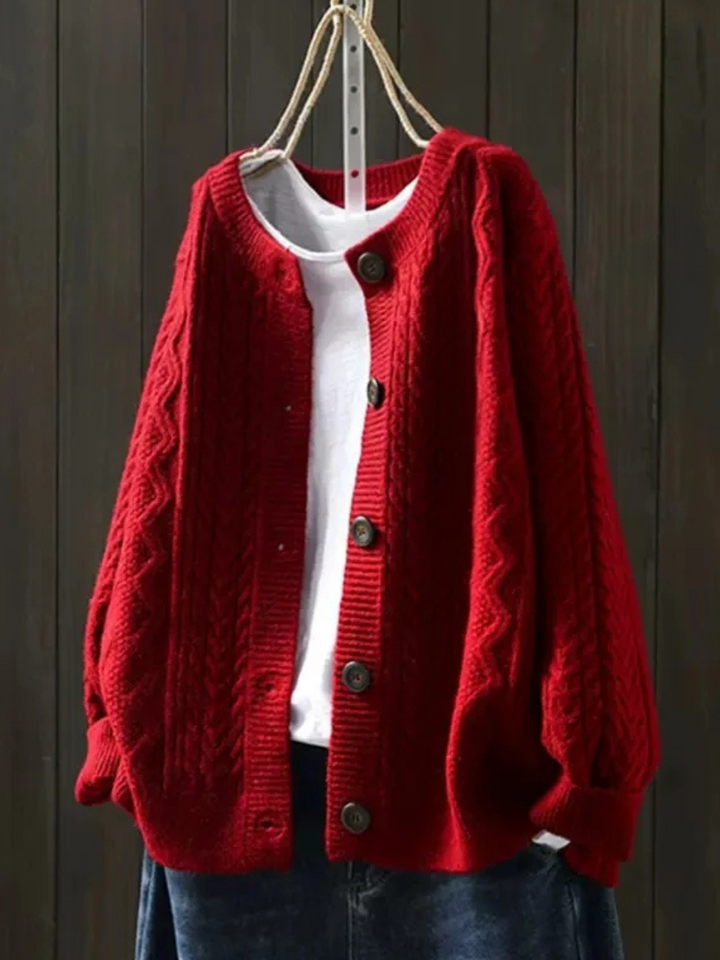 Jacqueline | Oversized Button-Front Cable-Knit Cardigan