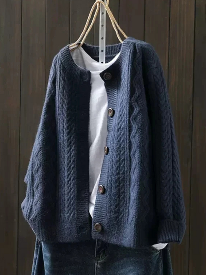 Jacqueline | Oversized Button-Front Cable-Knit Cardigan