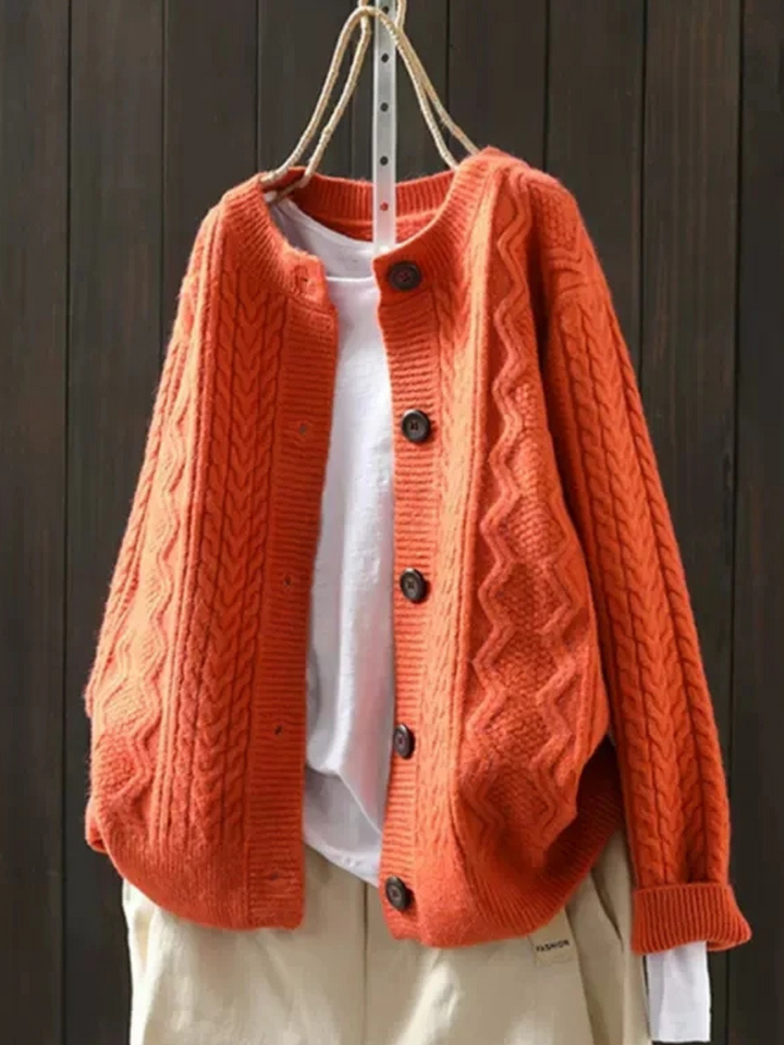 Jacqueline | Oversized Button-Front Cable-Knit Cardigan