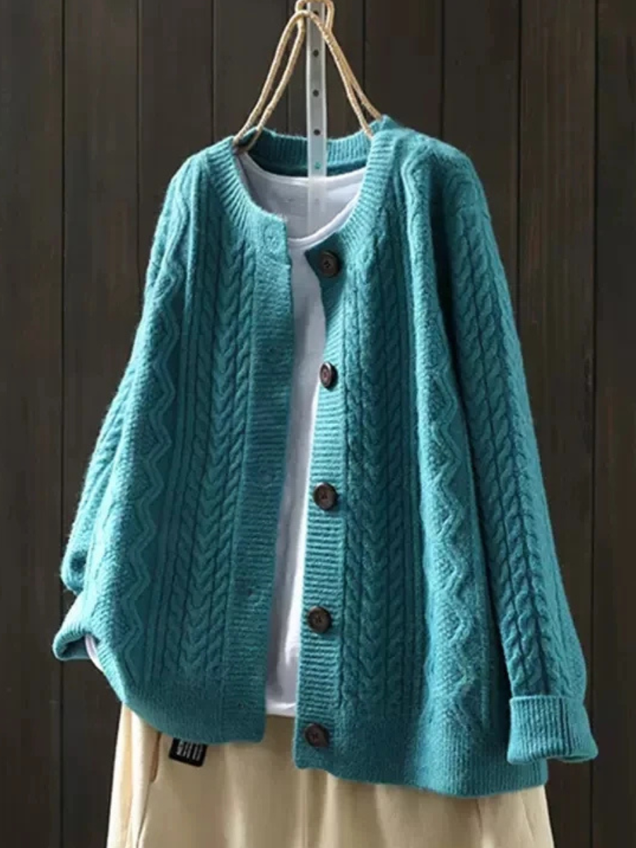 Jacqueline | Oversized Button-Front Cable-Knit Cardigan
