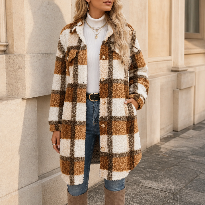 Piper | Oversized Plaid Sherpa Coat