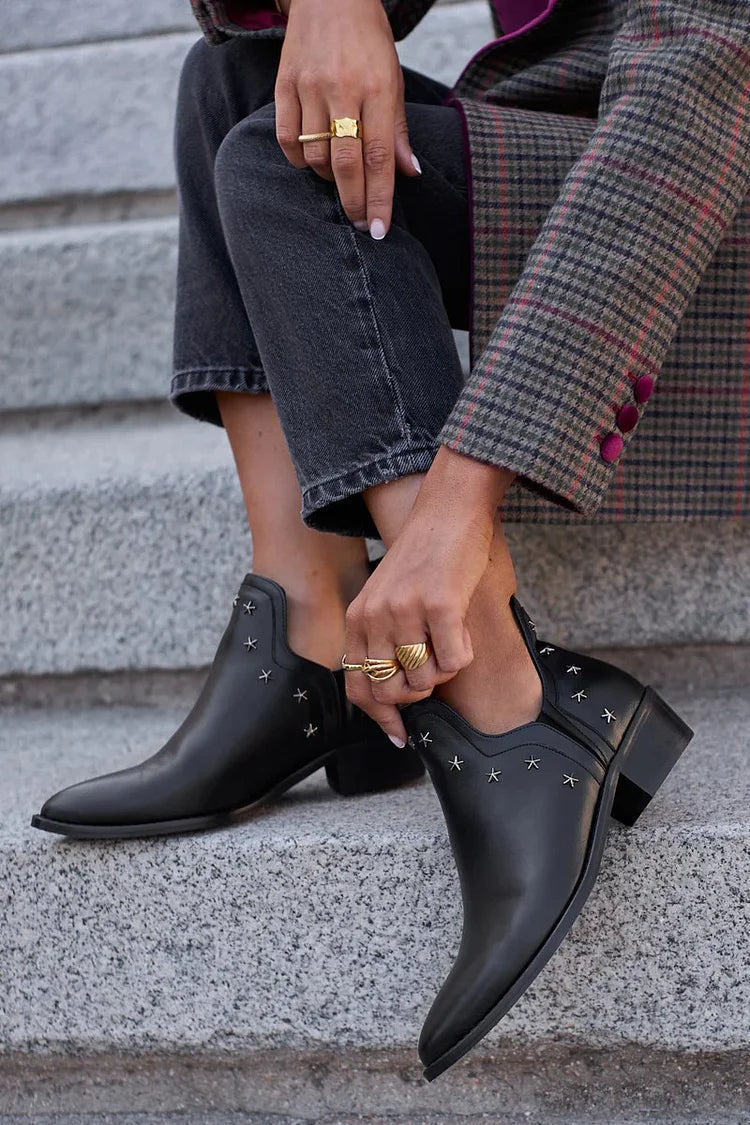 Valerie | Star-Studded Pointed-Toe Ankle Boots for Fall