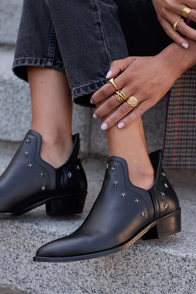 Valerie | Star-Studded Pointed-Toe Ankle Boots for Fall