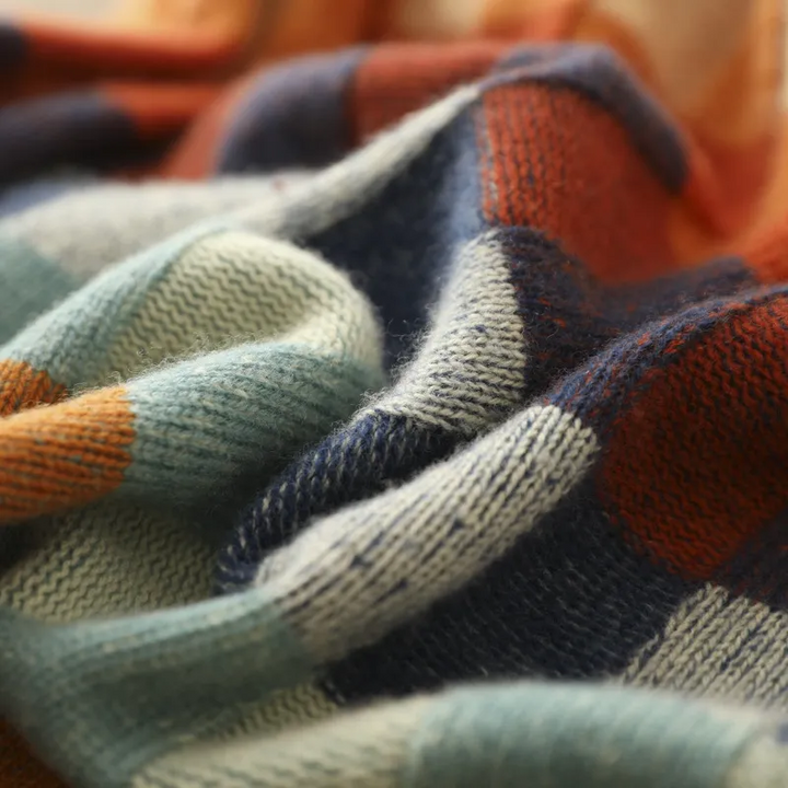 Kristina | Retro Check Colorblock Mock-Neck Sweater