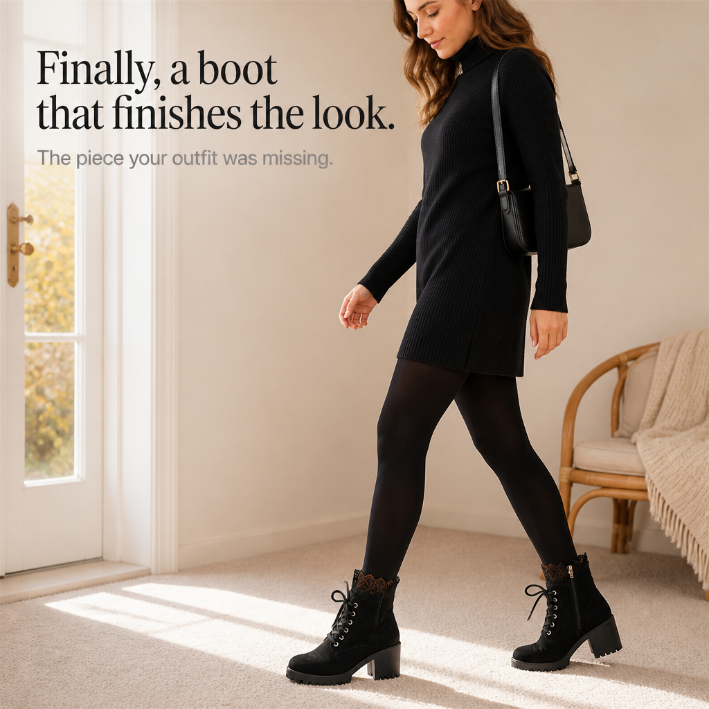 Jessica | Lace-Up Lug-Sole Combat Boots for Fall