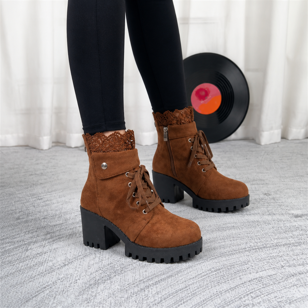 Jessica | Lace-Up Lug-Sole Combat Boots for Fall