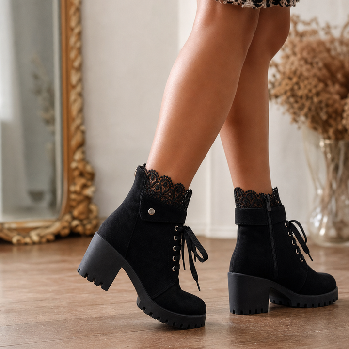 Jessica | Lace-Up Lug-Sole Combat Boots for Fall
