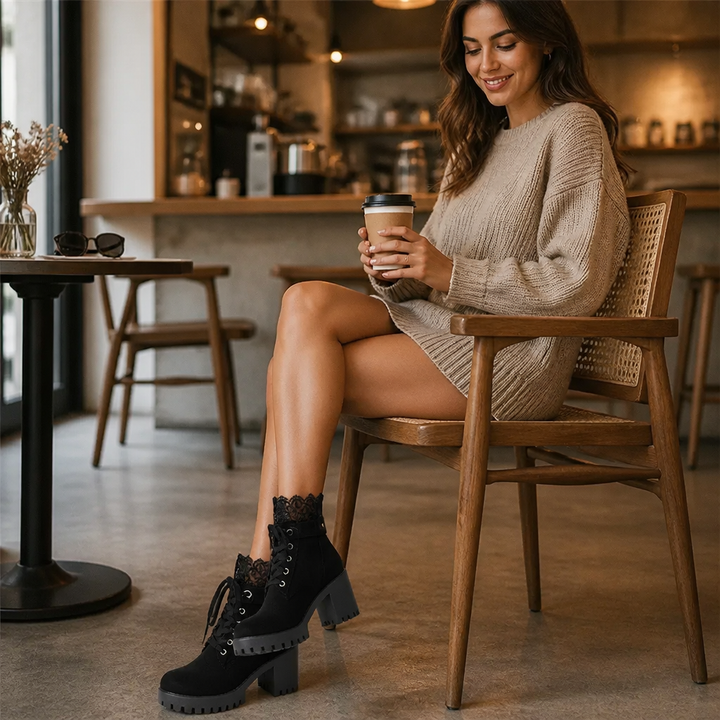 Jessica | Lace-Up Lug-Sole Combat Boots for Fall