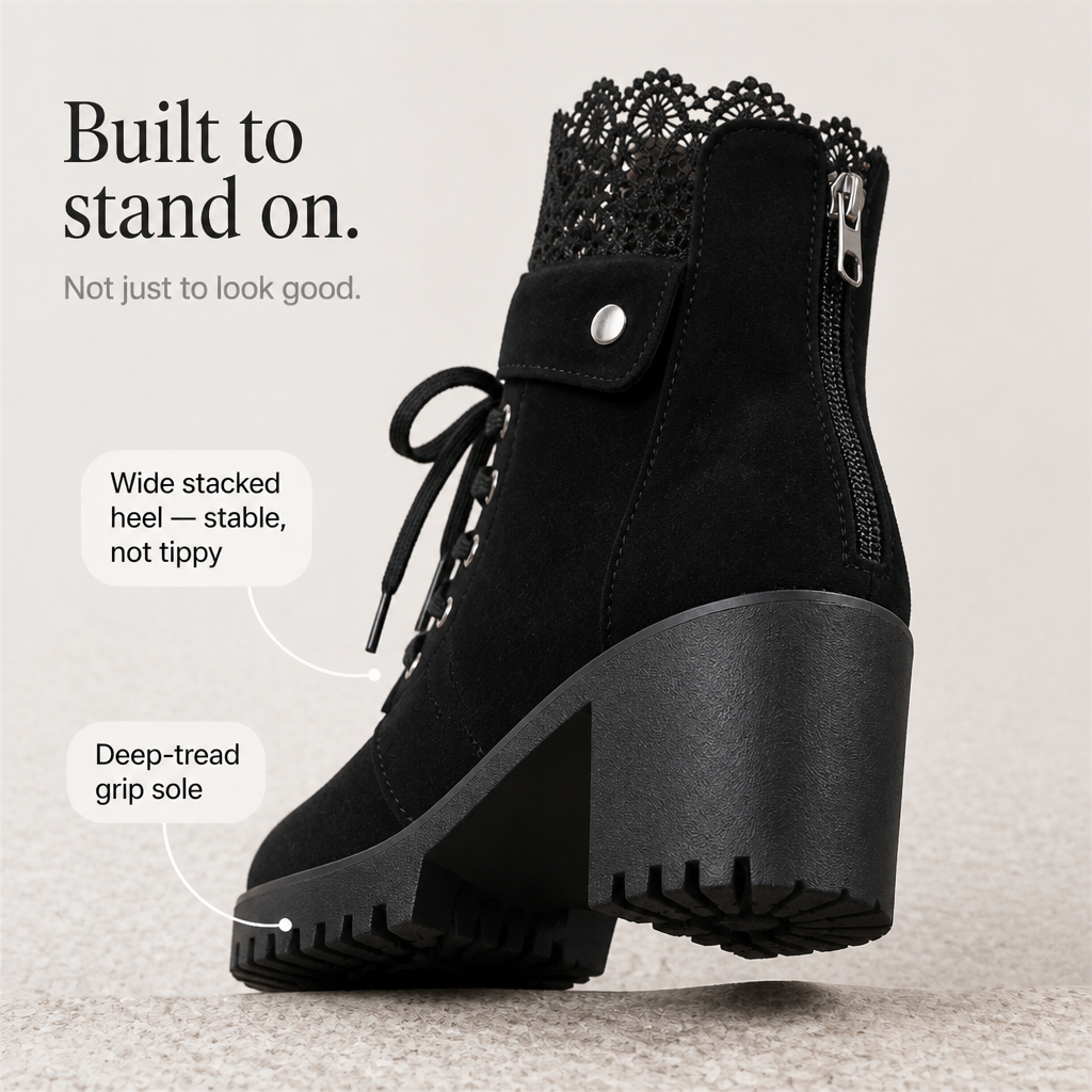 Jessica | Lace-Up Lug-Sole Combat Boots for Fall