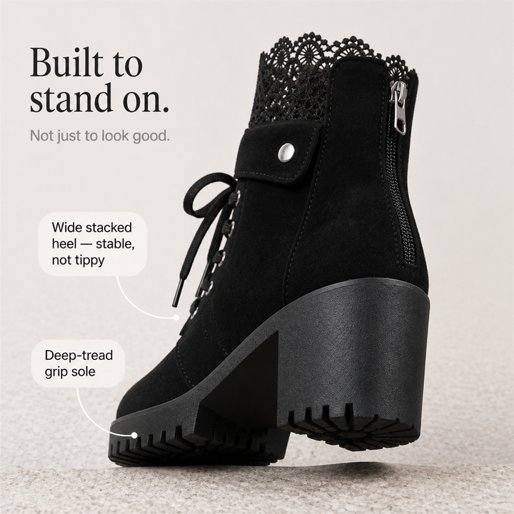 Jessica | Lace-Up Lug-Sole Combat Boots for Fall