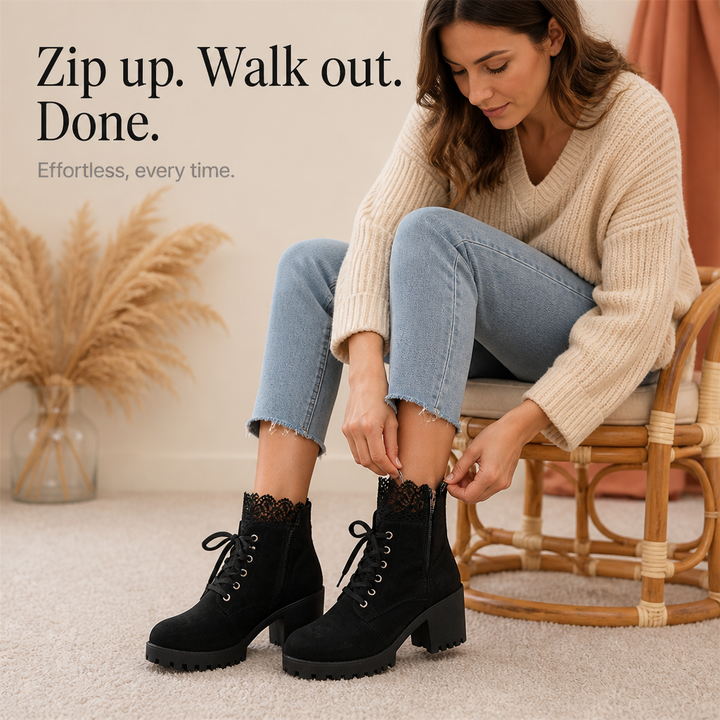 Jessica | Lace-Up Lug-Sole Combat Boots for Fall