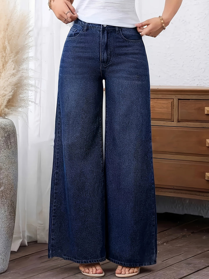 Renee | High-Waisted Floor-Length Dark-Wash Jeans