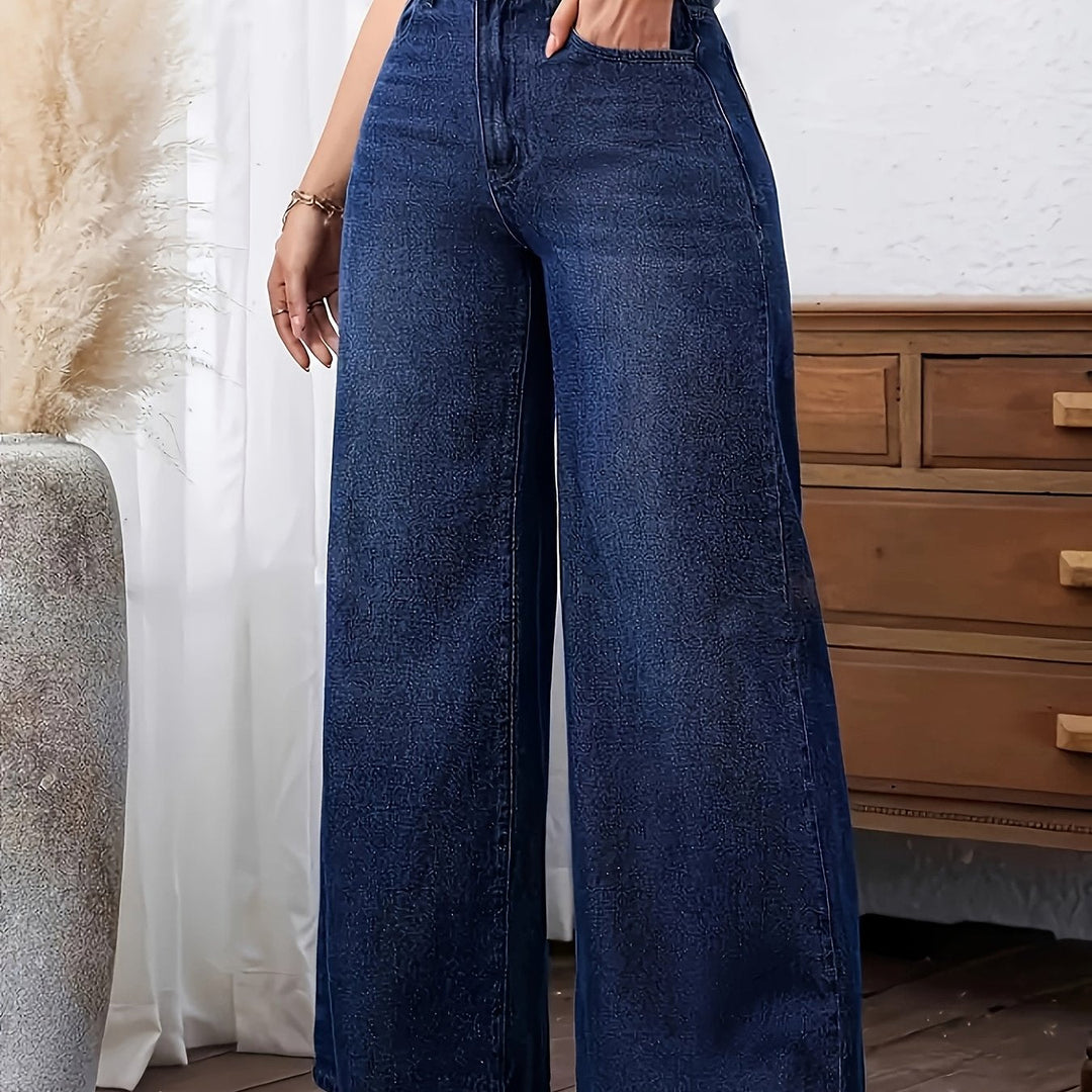 Renee | High-Waisted Floor-Length Dark-Wash Jeans