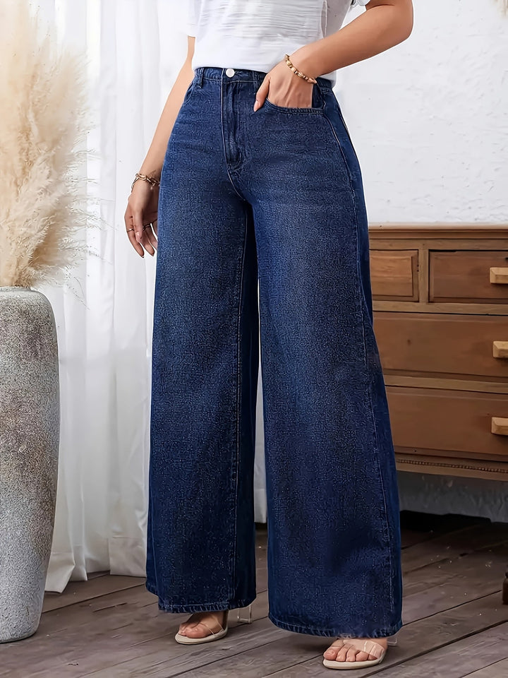 Renee | High-Waisted Floor-Length Dark-Wash Jeans