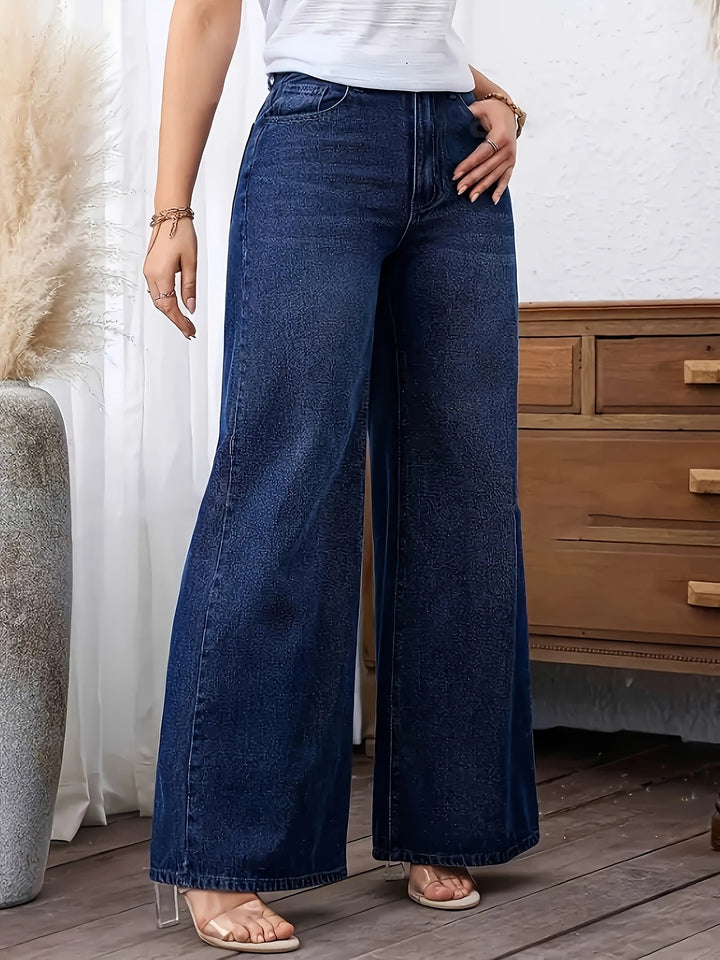 Renee | High-Waisted Floor-Length Dark-Wash Jeans