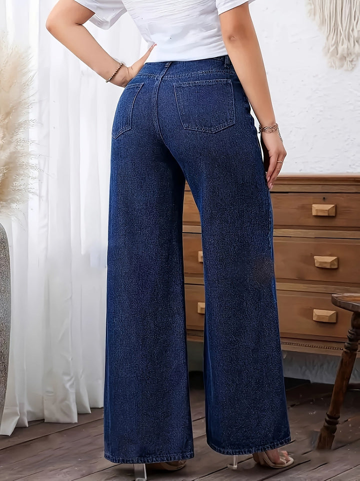 Renee | High-Waisted Floor-Length Dark-Wash Jeans