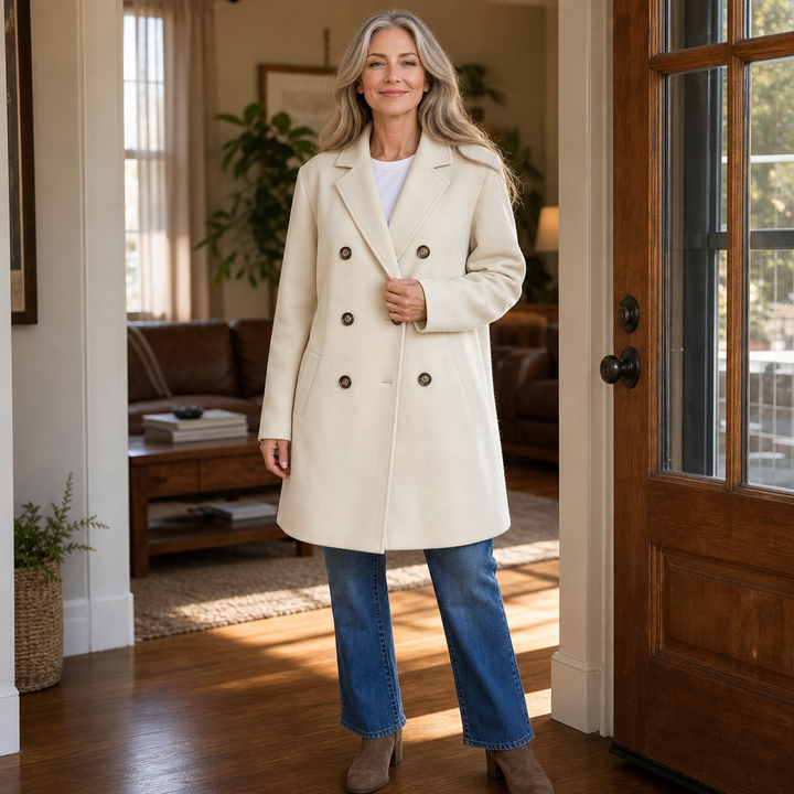 Rose | Double-Breasted Notch-Lapel Peacoat