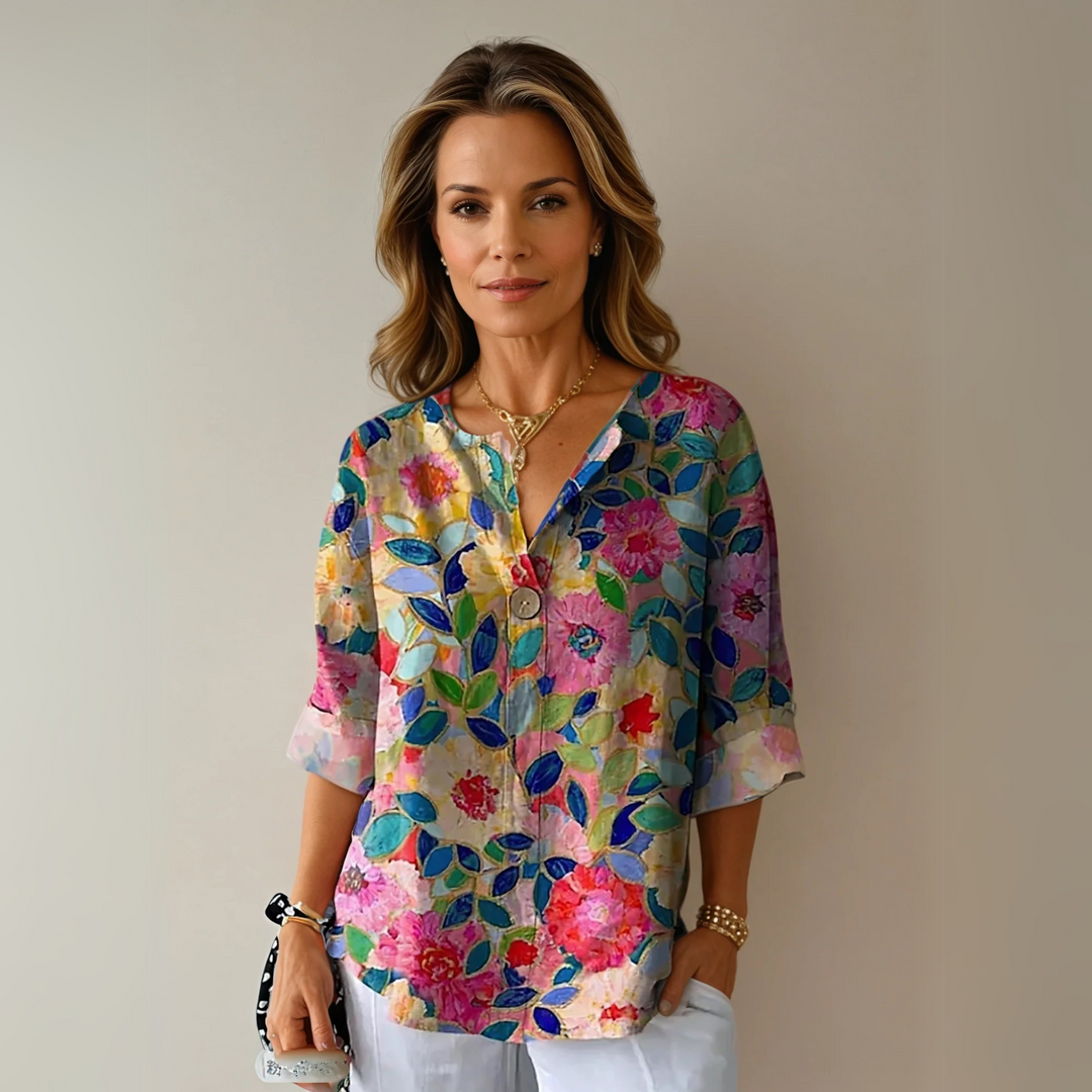 Arlene | Lightweight Breathable Floral Blouse