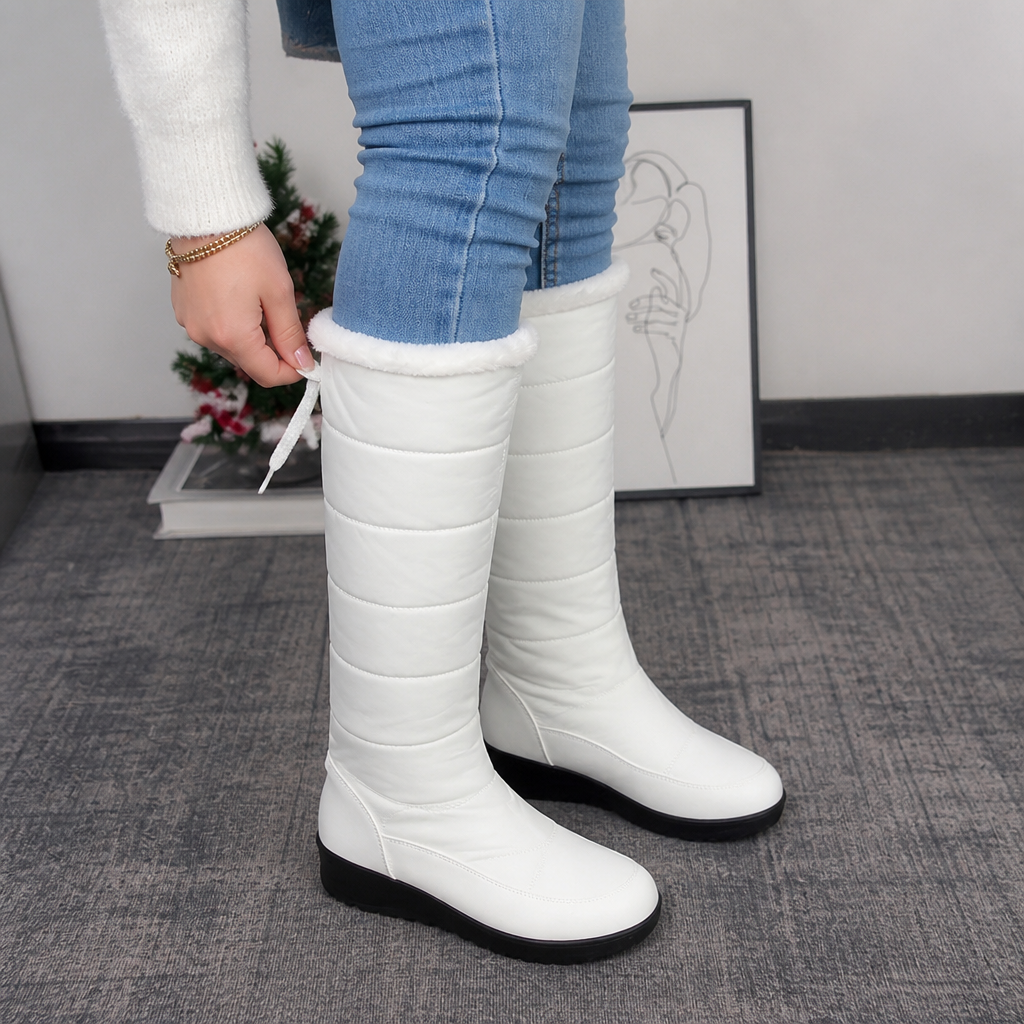 Brooke | Fleece-Lined Drawstring Knee-High Snow Boots