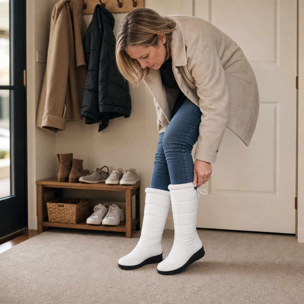 Brooke | Fleece-Lined Drawstring Knee-High Snow Boots